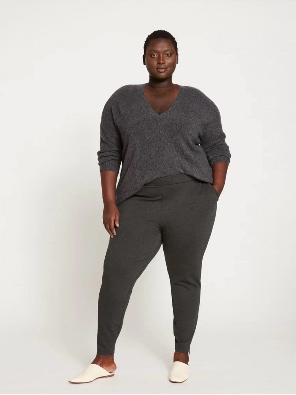 Universal Standard Moro Pocket Signature Ponte Pants Gray Large 22-24 High Waist